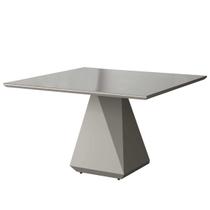 Mesa de Jantar Quadrada Lia Tampo Vidro Base Diamante Off White CCS