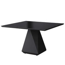 Mesa de Jantar Quadrada Lia Tampo Vidro Base Diamante Preto CCS