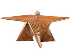 Mesa de Jantar Quadrada Madeira Maciça com Base Torcida 1,30x1,30m - Topázio - Harmonia Salas