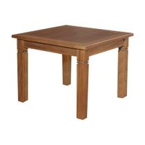 Mesa de Jantar Quadrada Madeira Maciça Rústica 1m Estela Pés Diamante - Castanho