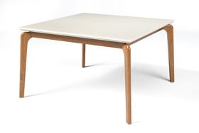 Mesa de Jantar Quadrada Madeira Maciça Tampo com Vidro Cirrus - Off White/Imbuia