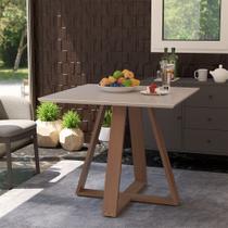 Mesa de Jantar Quadrada Manu Base Madeira Maciça 90cm - Off White