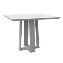 Mesa de Jantar Quadrada Tampo com Vidro Leka 100 cm Off White - D'Rossi