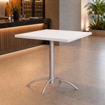 Mesa de Jantar Quadrada Tampo MDF 79cm com Base de AÇOX79CM com Base de Aço Casual Branco/Cromado
