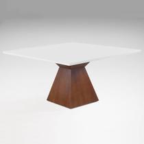 Mesa de Jantar Quadrada Trapézio de Madeira com Tampo de Vidro Mesa de Jantar Quadrada Trapézio de Madeira com Tampo de Vidro