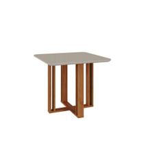 Mesa De Jantar Quadrado 94X94Cm Tampo Mdf/Vidro Flora Cimol Cinamomo/Off White