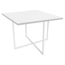 Mesa de Jantar Quadrado Thales 90cm Industrial Ferro Branco Tampo 100% MDF Branco - Ahazzo Móveis