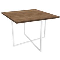 Mesa de Jantar Quadrado Thales 90cm Industrial Ferro Branco Tampo 100% MDF Caramelo - Ahazzo Móveis