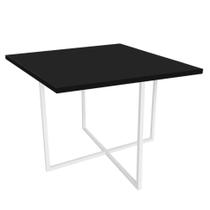 Mesa de Jantar Quadrado Thales 90cm Industrial Ferro Branco Tampo 100% MDF Preto - Ahazzo Móveis