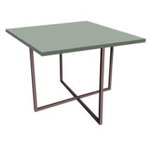 Mesa de Jantar Quadrado Thales 90cm Industrial Ferro Marrom Tampo 100% MDF Verde Oliva - Ahazzo Móveis