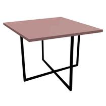 Mesa de Jantar Quadrado Thales 90cm Industrial Ferro Preto Tampo 100% MDF Rose Rosa - Ahazzo Móveis