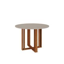 Mesa De Jantar Redonda 109X109Cm Tampo Mdf Flora Cimol Cinamomo/Off White
