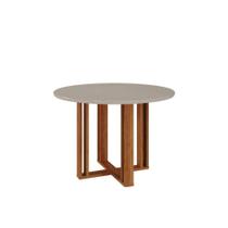 Mesa De Jantar Redonda 109X109Cm Tampo Mdf/Vidro Flora Cimol Cinamomo/Off White