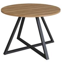Mesa de Jantar Redonda 110cm Pés Industrial Idea A03 Nogal Sevilha Preto - Lyam Decor Mesa de Jantar Redonda 110cm Pés Industrial Idea A03 Nogal Sevilha Preto - Lyam Decor