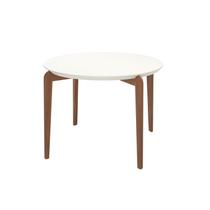 Mesa de Jantar Redonda 115cm com Vidro Donatella Branco/Off White Fosco/Marrom Mesa de Jantar Redonda 115cm com Vidro Donatella Branco/Off White Fosco/Marrom