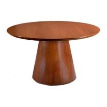 Mesa de Jantar Redonda 120cm Mogny Madeira Maciça Castanho Claro - Sallar Home