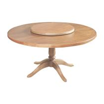 Mesa de Jantar Redonda 1,60m com Prato Giratório Madeira Maciça Amélia - Natural