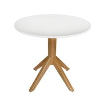 Mesa de Jantar Redonda 2 Lugares 60cm em MDF e Madeira Maciça Irís Branca - Straub Web