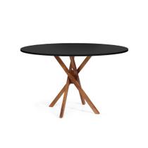 Mesa de Jantar Redonda 4 Lugares 90cm em Madeira June Preta - Straub Web Mesa de Jantar Redonda 4 Lugares 90cm em Madeira June Preta - Straub Web