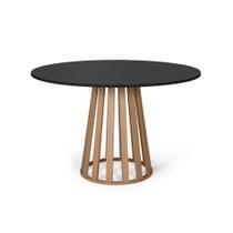 Mesa de Jantar Redonda 4 Lugares 90cm em MDF Gabi Preto e Jade
