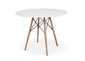 Mesa De Jantar Redonda 4 Lugares Eames Eiffel Wood 100cm Branca
