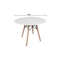 Mesa De Jantar Redonda 4 Lugares Eames Eiffel Wood 100cm Branca