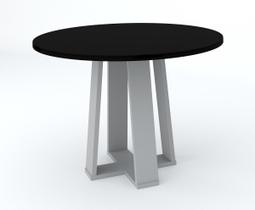 Mesa de Jantar Redonda 4 Lugares Isabela OffWhite Preto MDF 100x100 - New Ceval Mesa de Jantar Redonda 4 Lugares Isabela OffWhite Preto MDF 100x100 - New Ceval