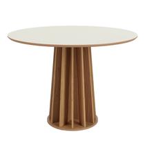 Mesa de Jantar Redonda 4 Lugares Ripada 100% MDF Marrom/Off White/Freijó