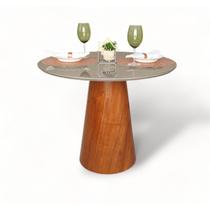 Mesa de Jantar Redonda 4 Lugares Tampo com Vidro Cairo