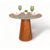 Mesa de Jantar Redonda 4 Lugares Tampo com Vidro Cairo Marrom/Fendi Mesa de Jantar Redonda 4 Lugares Tampo com Vidro Cairo Marrom/Fendi