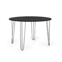 Mesa de Jantar Redonda 6 Lugares 120cm Base de Ferro Hairpin Preto - Straub Web Mesa de Jantar Redonda 6 Lugares 120cm Base de Ferro Hairpin Preto - Straub Web