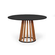Mesa de Jantar Redonda 6 Lugares 120cm em MDF e Madeira Maciça Gabi Preta - Straub Web Mesa de Jantar Redonda 6 Lugares 120cm em MDF e Madeira Maciça Gabi Preta - Straub Web