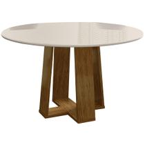 Mesa De Jantar Redonda 6 Lugares 135cm Ella N02 Ypê/Off White - Mpozenato Mesa De Jantar Redonda 6 Lugares 135cm Ella N02 Ypê/Off White - Mpozenato