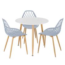 Mesa de jantar redonda 80 cm branco + 3 cadeiras Clarice Cloe - Loft7