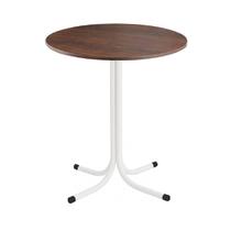 Mesa de Jantar Redonda 80cm Branca Tampo Madeira Imbuia Mesa de Jantar Redonda 80cm Branca Tampo Madeira Imbuia