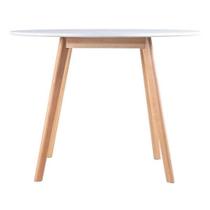 Mesa De Jantar Redonda 90cm Branca Estilo Eames Com Pés De Madeira Design Moderno E Compacto