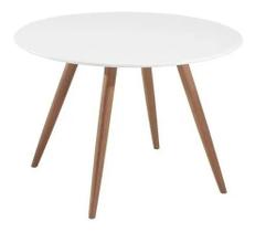 Mesa de Jantar Redonda 90cm Mdf Branca Pé Palito Inclinado