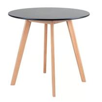 Mesa De Jantar Redonda 90cm Preta Estilo Eames Com Pés De Madeira Design Moderno E Compacto Mesa De Jantar Redonda 90cm Preta Estilo Eames Com Pés De Madeira Design Moderno E Compacto