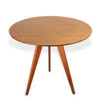 Mesa de Jantar Redonda Base Tripé em Madeira Maciça - 90 Cm