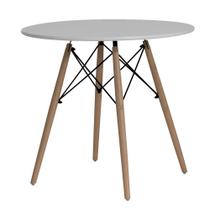 Mesa de jantar redonda charles eiffel base madeira tampo 110cm