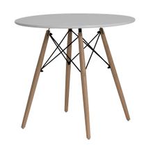 Mesa de Jantar Redonda Charles Eiffel Base Madeira Tampo 90Cm Branca