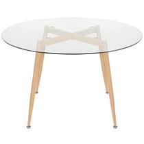 Mesa de jantar redonda Clarice com tampo de vidro 120 cm