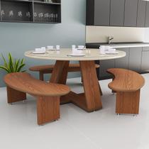 Mesa de Jantar Redonda com 3 Bancos Oval Tampo de Vidro Temperado
