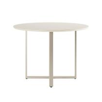Mesa de Jantar Redonda com Tampo de Vidro Arcadia Off White e Champagne 108 cm Mesa de Jantar Redonda com Tampo de Vidro Arcadia Off White e Champagne 108 cm
