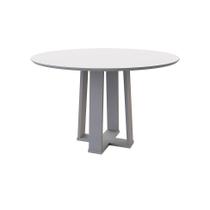 Mesa de Jantar Redonda com Tampo de Vidro Isabela Off White 117 cm