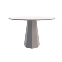 Mesa de Jantar Redonda com Tampo de Vidro Isis Off White 117 cm