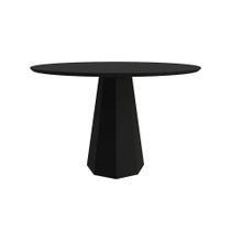 Mesa de Jantar Redonda com Tampo de Vidro Isis Preta 135 cm Mesa de Jantar Redonda com Tampo de Vidro Isis Preta 135 cm