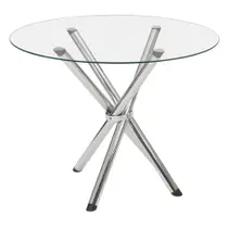 Mesa de Jantar Redonda com Tampo de Vidro Lorena Cromada 90 cm