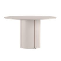 Mesa de Jantar Redonda com Tampo de Vidro Serena Off White 135 cm Mesa de Jantar Redonda com Tampo de Vidro Serena Off White 135 cm