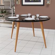 Mesa de Jantar Redonda Compacta 4 Lugares Pés Palito E Tampo de Vidro MDF